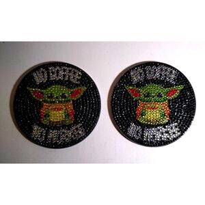 No Coffee No Workee Baby Yoda Star Wars Set Of 2 Drink Coasters Glitter Design